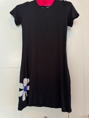 Open Back T-Shirt Mini Dress -  Black - Size S